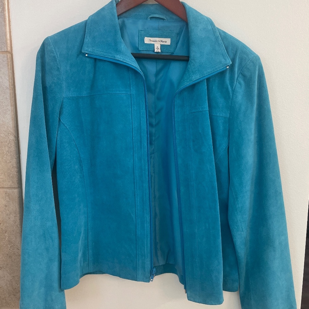 Suede jacket, turquoise